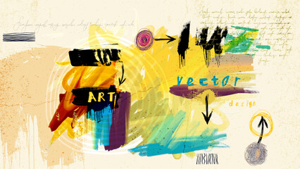 Art background, abstract design art modern invitation posters, watercolor stain elements colorful splash. Brush strokes minimalist painted wall art watercolor. Vector abstract. Modern Art.