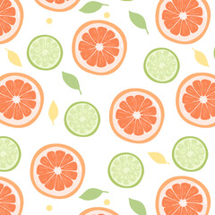 Obraz premium grapefruit and lime seamless pattern. Citrus pattern for fabrics, packaging, wallpapers