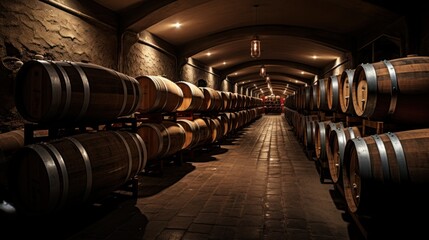 Wine barrels in the wine cellar