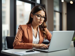 business woman working on laptop