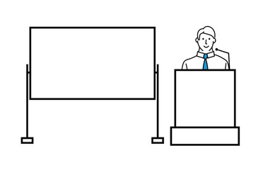 説明する女性のイメージイラスト素材