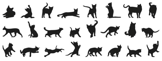 Foto op Plexiglas Cat silhouette collection. Set of black cat silhouette. Kitten silhouette collection © top dog