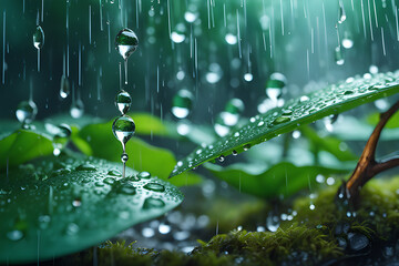 water drops on a leaf