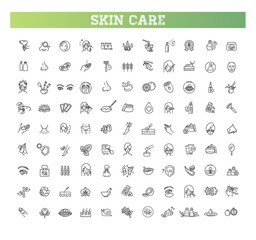 Beauty vector outline icons set. Beauty treatment. Skin care