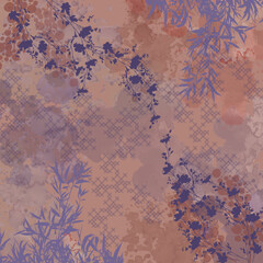 contemporary square scarf design with abstract watercolor floral design