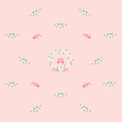 A pink ballet slippers and white flowers