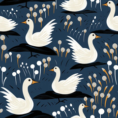 seamless pattern with swans