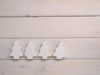 Fototapeta na wymiar White Christmas decoration on a wooden table