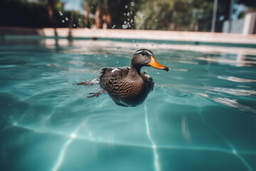 a duck swimming in a pool