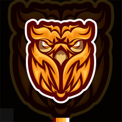 Owl Head Mascot Logo Esport