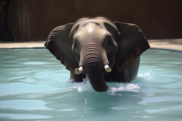 an elephant swimming in the pool