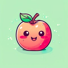 cute kawaii cartoon apple with a drop of juice