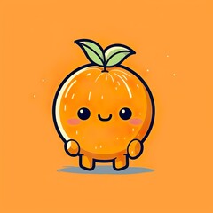 Fototapeta premium cute cartoon kawaii orange