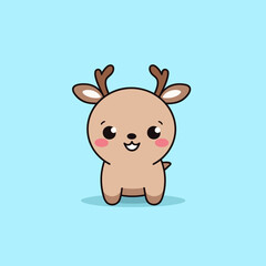 Reindeer. Reindeer hand-drawn comic illustration. Cute vector doodle style cartoon illustration.
