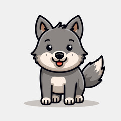 Wolf. Wolf hand-drawn comic illustration. Cute vector doodle style cartoon illustration.