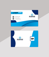 bule and white business card template- identity symbol