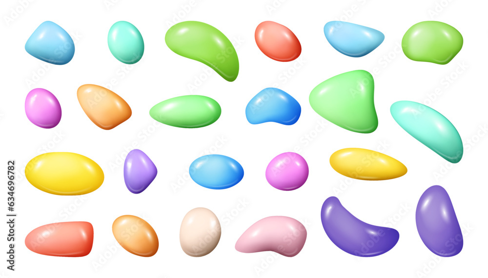 Poster colorful liquid shapes and fluids splashes, realistic illustration collection. isolated abstract bri