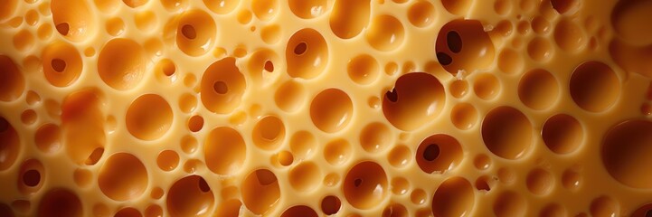 Cheese surface with holes for yellow background