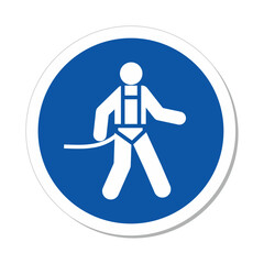 ISO Mandatory Circle Sign: Wear Body Harness Symbol
