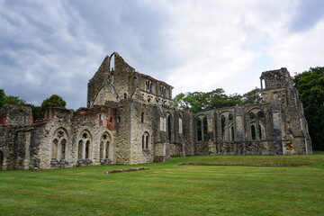 Fototapeta na wymiar Medieval monastery ruins. Stone remains of Netley Abbey in Hampshire England 