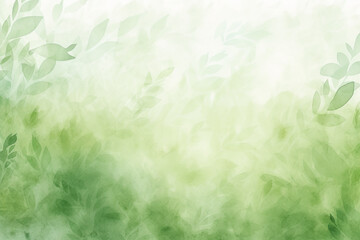 Watercolor painting of leaves in green tones for background, Generative AI