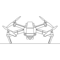 Continuous line drawing quadcopter camera drone icon vector illustration concept