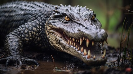 Obraz premium crocodile angry showing its fangs