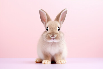 rabbit with pink background generated AI
