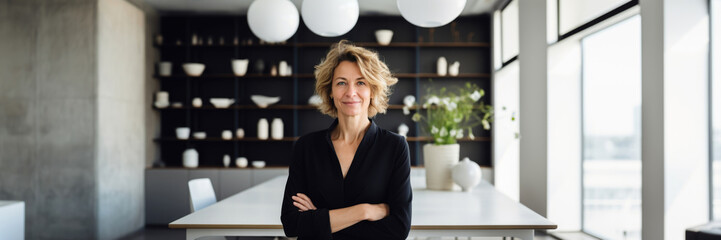 Fototapeta premium Portrait of a middle-aged business woman in a bright modern office