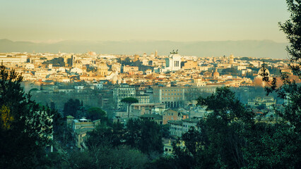 Obraz premium Cityscape and skyline of Rome, scenic view of Rome town in summer