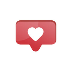 vector icon with a heart to indicate liked content in social networks. red and rectangular icon with heart.