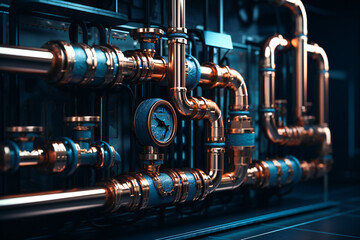 Fototapeta premium Generic industrial pipes network