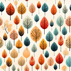 Obraz premium Autumn Fall Leaves Seamless Patterns background. Minimal autumn Leaves decorative seamless pattern.