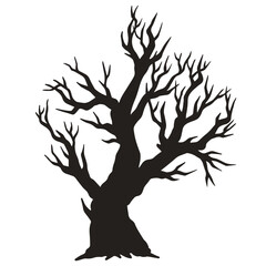 Withered strange tree element monochrome