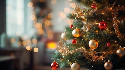 Obraz na płótnie Canvas Christmas Tree with Lights Decoration