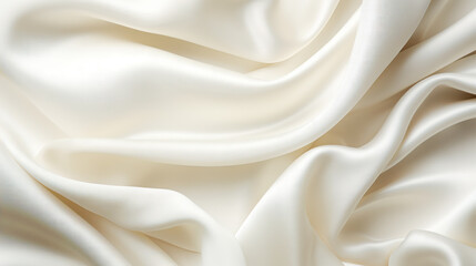 Obraz premium Ivory White Silk Fabric with Smooth Texture and Wave Pattern AI Generative