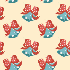 Christmas bell seamless pattern. Vector, flat style. Perfect for textile, wallpaper or print design.