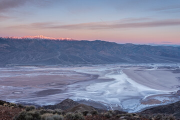 Death Valley, California – Dramatic dawn sky at Dantes View, overlooking Badwater Basin below, Death Valley National Park, California, United States