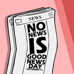 Newspaper containing news on light red background to commemorate No News is Good News Day on September 11