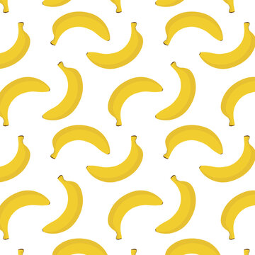 Seamless pattern with yellow bananas, vector illustration.