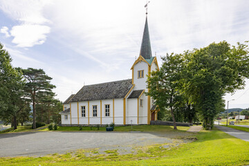 Fototapeta na wymiar Ekne church is a long church from 1893 in Levanger municipality in Trøndelag. The building is made of timber and has 220 spaces. Norway