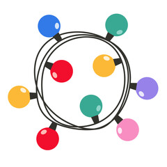 Christmas bright colourful garland on wreath