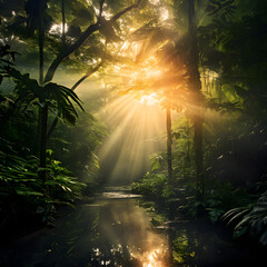 sunrise in the forest