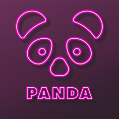 panda neon sign, modern glowing banner design, colorful modern design trends on black background. Vector illustration.