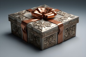 Colorful gift box tied with ribbon