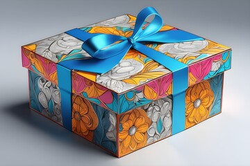 Colorful gift box tied with ribbon