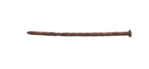 Old rusty nail isolated on transparent background