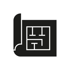 House plan black glyph icon on white background