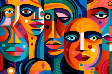 Social Media Inspired Art: Vibrant People in Bold Graphics, AI Generated