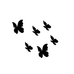 group silhouette of flying butterfly